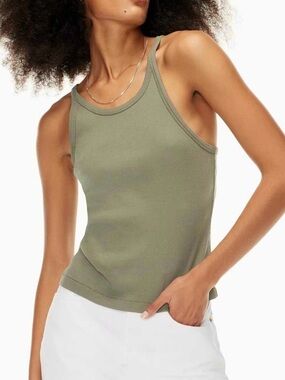 Aritzia Denim Forum Ribbed Tank Top Green Size Small